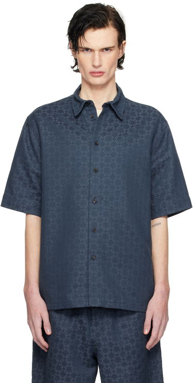 Košeľa Givenchy Shiny Monogram Denim Shirt Modrá | BM612P5YCC063, 0