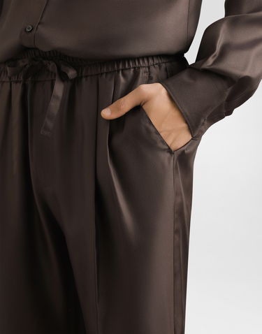 Nohavice Dolce & Gabbana Dolce & Gabbana Silk Twill Jogging Trousers Hnedá | GP12QTFU10SM1213, 3