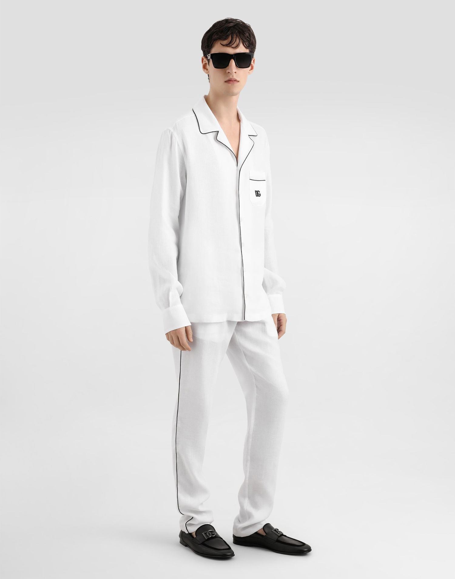 Nohavice Dolce & Gabbana Dolce & Gabbana Linen Drawstring Trousers with Side Stripes Biela | GVCRAZGJ765W0800, 1