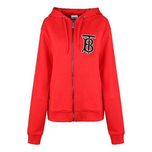 Mikina Burberry Alphabet Print Zip-Up Hoodie Červená | 80211511