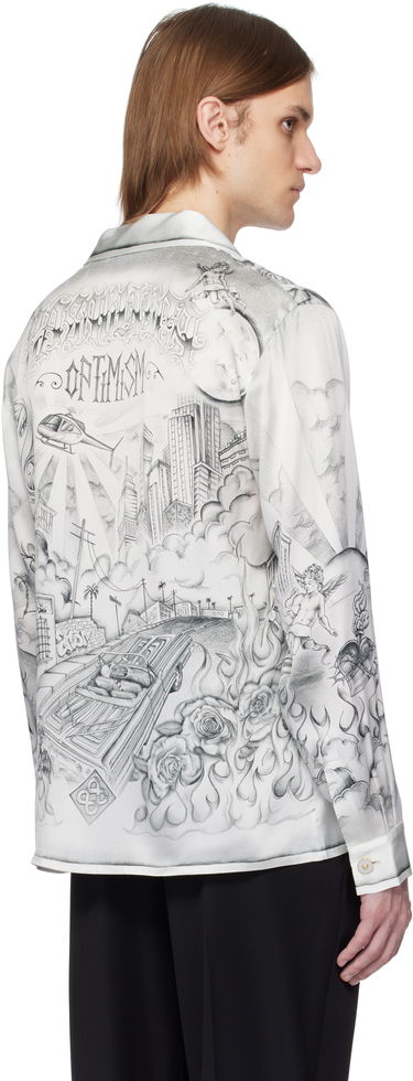 Košeľa Casablanca Casablanca Tattoo Print Silk Shirt Biela | U-MS25-SH-006-06, 2