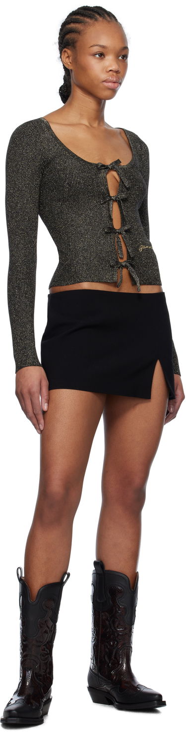 Sveter GANNI GANNI Sparkle Tie String Cardigan Čierna | K2358, 3