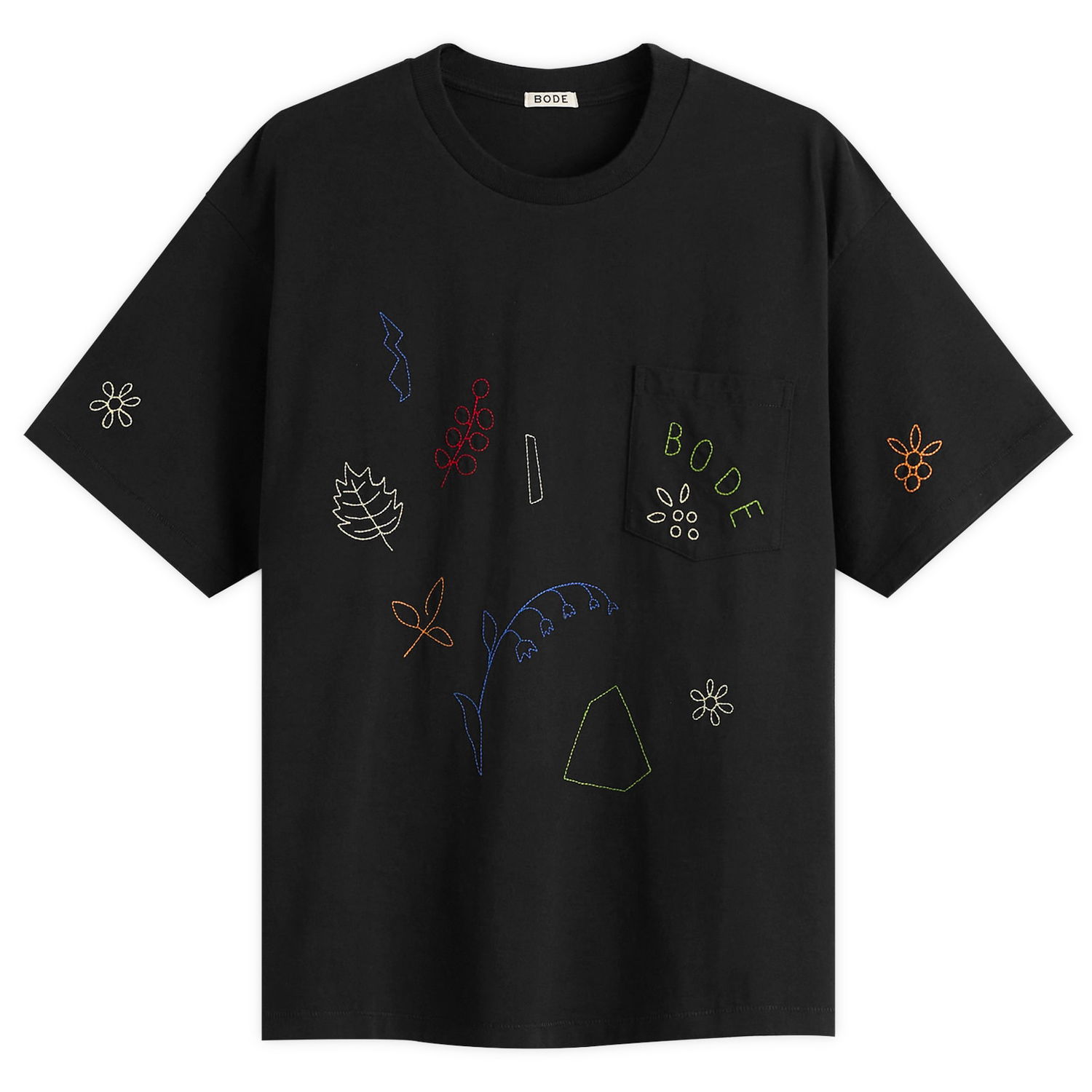Tričko Bode Embroidered Field Guide T-Shirt, Size Large Čierna | MRF25CS019, 0
