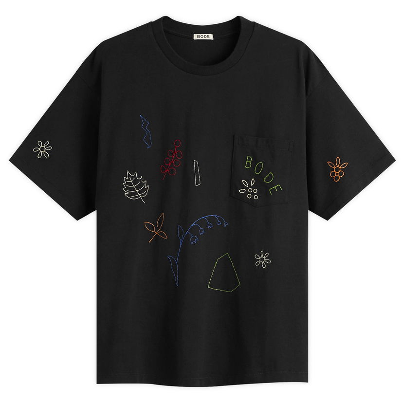 Tričko Bode Embroidered Field Guide T-Shirt, Size Large Čierna | MRF25CS019