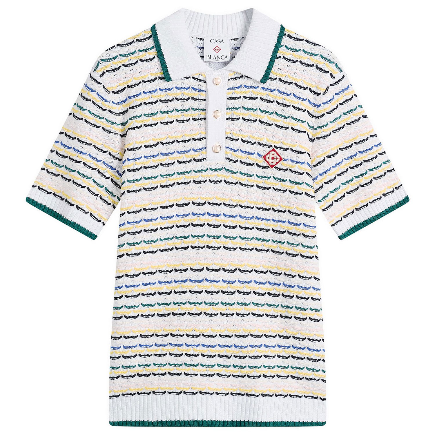Polo tričko Casablanca Wavy Pattern Tuck Stitch Polo Shirt Rôznofarebný | M-SP26-KW-1260-01, 0