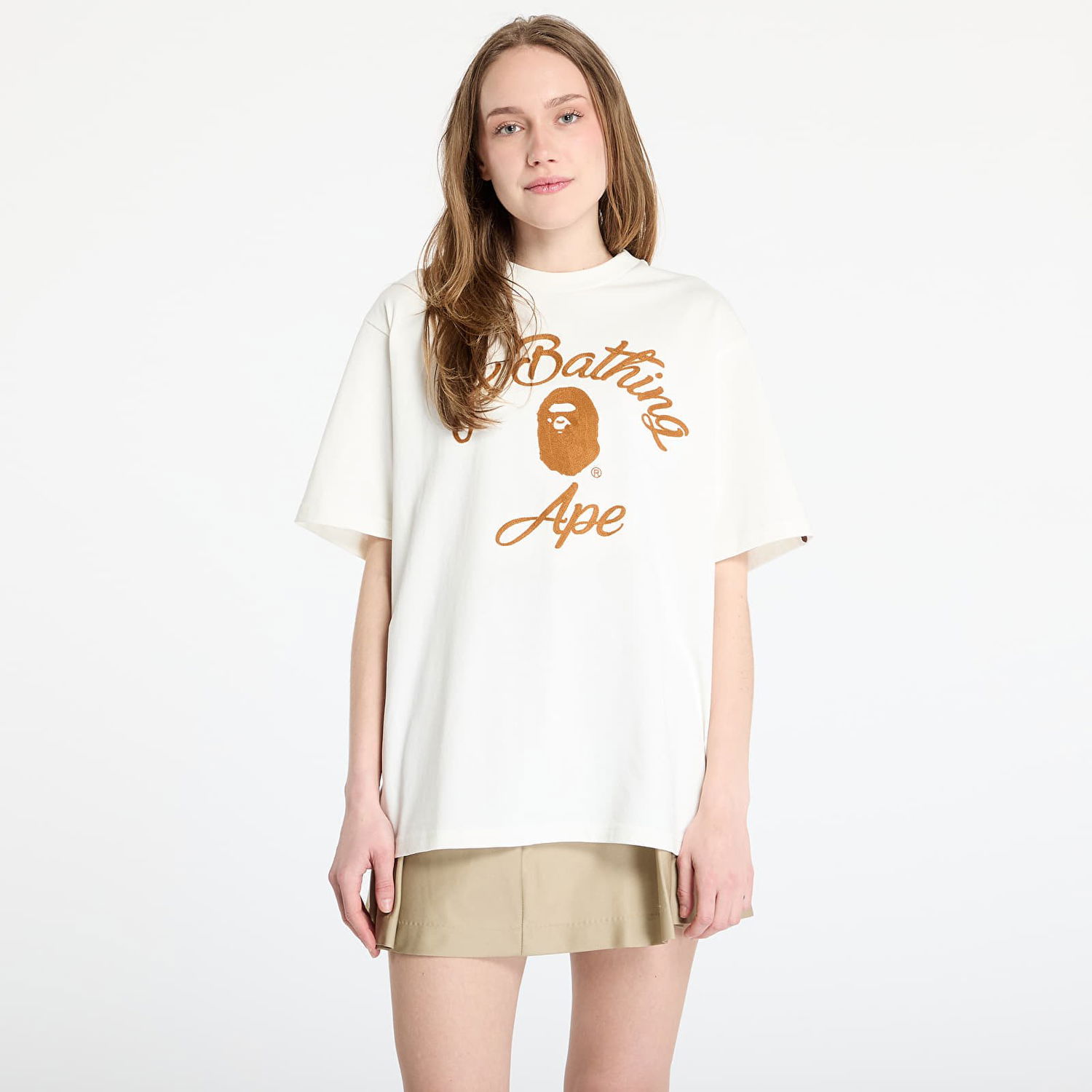 Tričko BAPE A BATHING APE Chain Stitch College Relaxed Fit T-Shirt Biela | 001CSL301344MIVY, 0