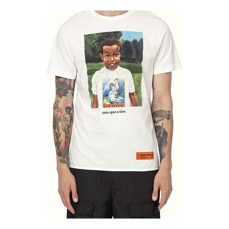 Tričko HERON PRESTON Heron Preston Little Boy Print T-Shirt Biela | HMAA011S209140190188