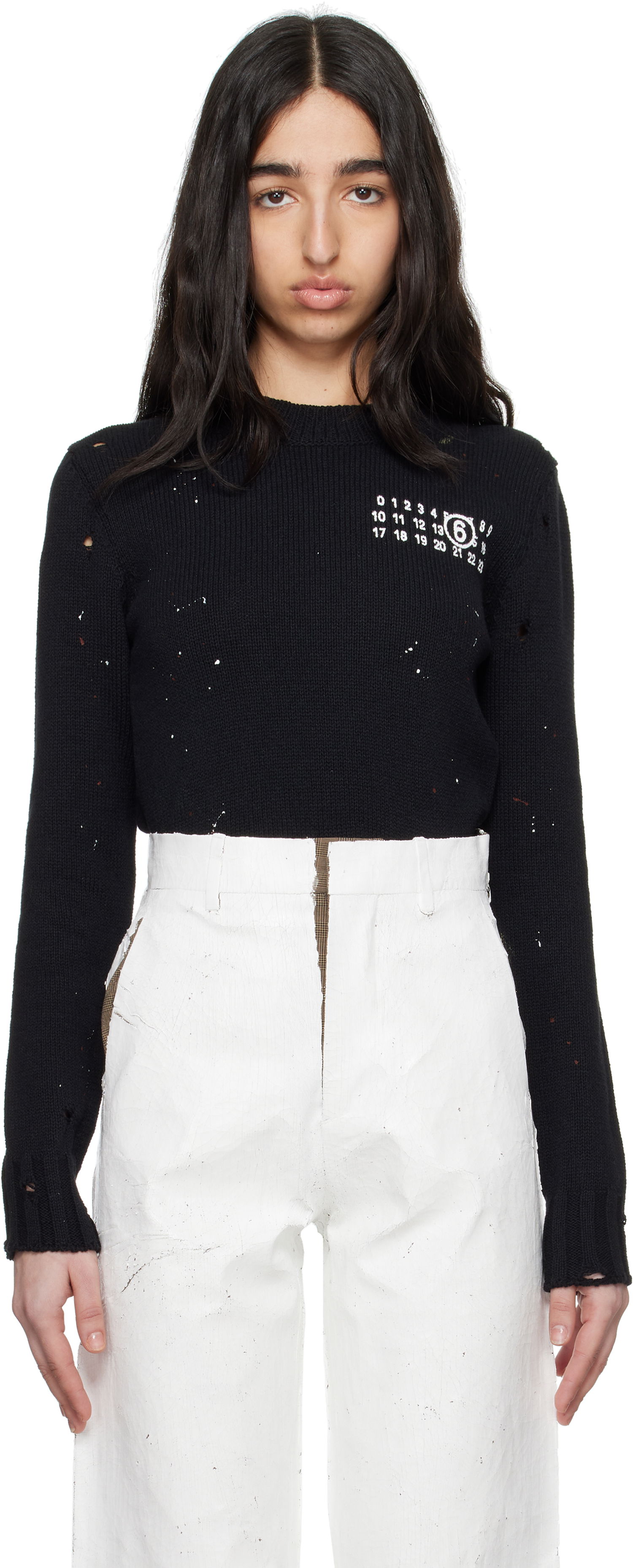Sveter Maison Margiela MM6 Maison Margiela Paint Residue Knit Sweater Čierna | S62HL0034 M13123, 0
