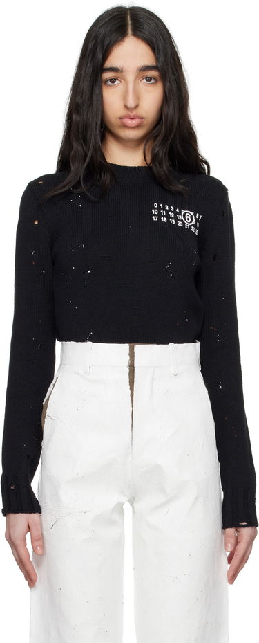 Sveter Maison Margiela MM6 Maison Margiela Paint Residue Knit Sweater Čierna | S62HL0034 M13123, 0