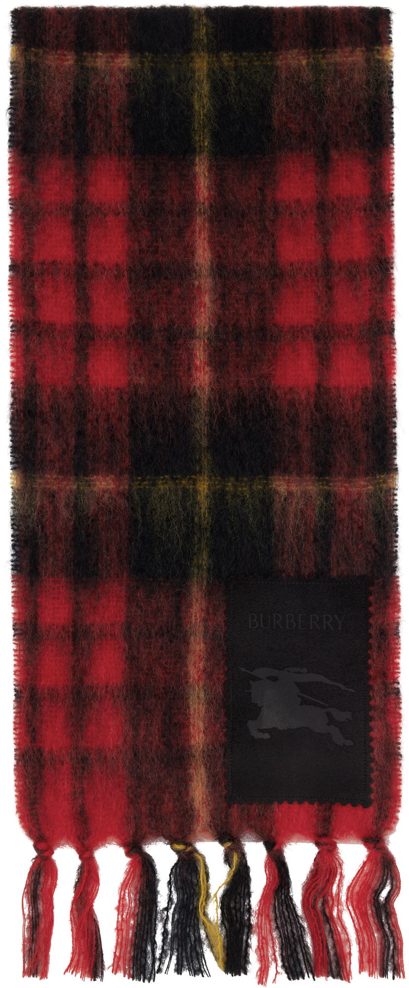 Šál Burberry Burberry Check Mohair and Wool Scarf Červená | 8114096