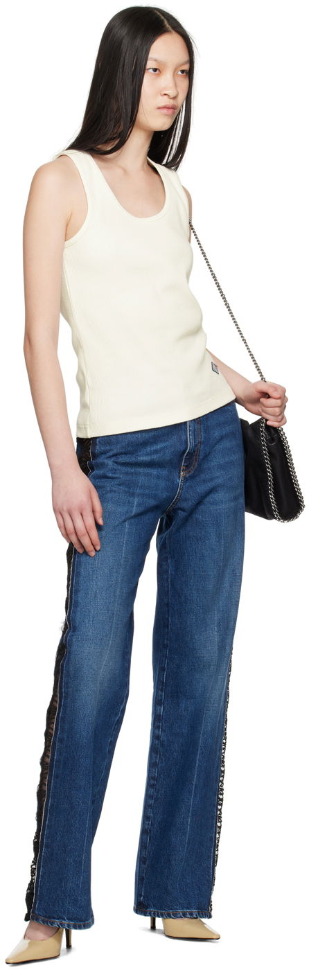 Stella McCartney Lace High-Rise Straight Leg Jeans