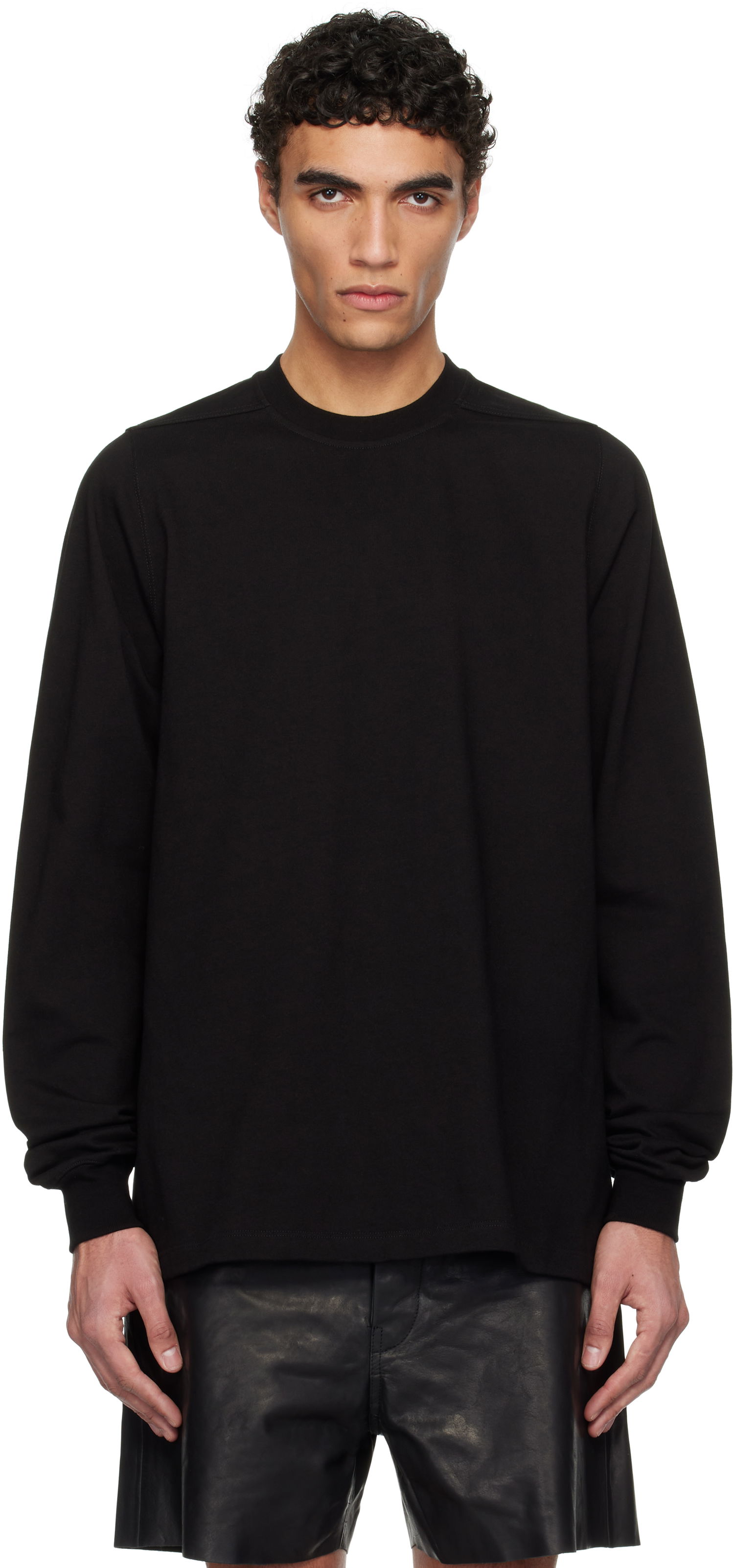Sveter Rick Owens Rick Owens Hollywood Short Crewneck Long Sleeve Sweatshirt Čierna | RU01E5277 BA, 0