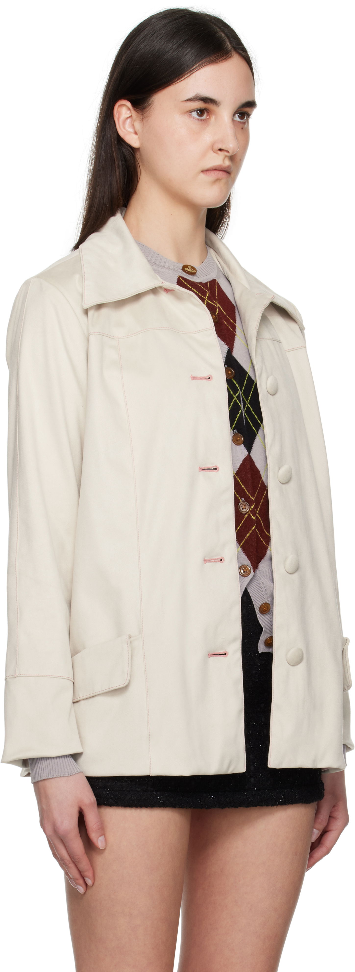 Bunda Anna Sui Anna Sui Buttoned Faux-Suede Coat Biela | 225N50, 1