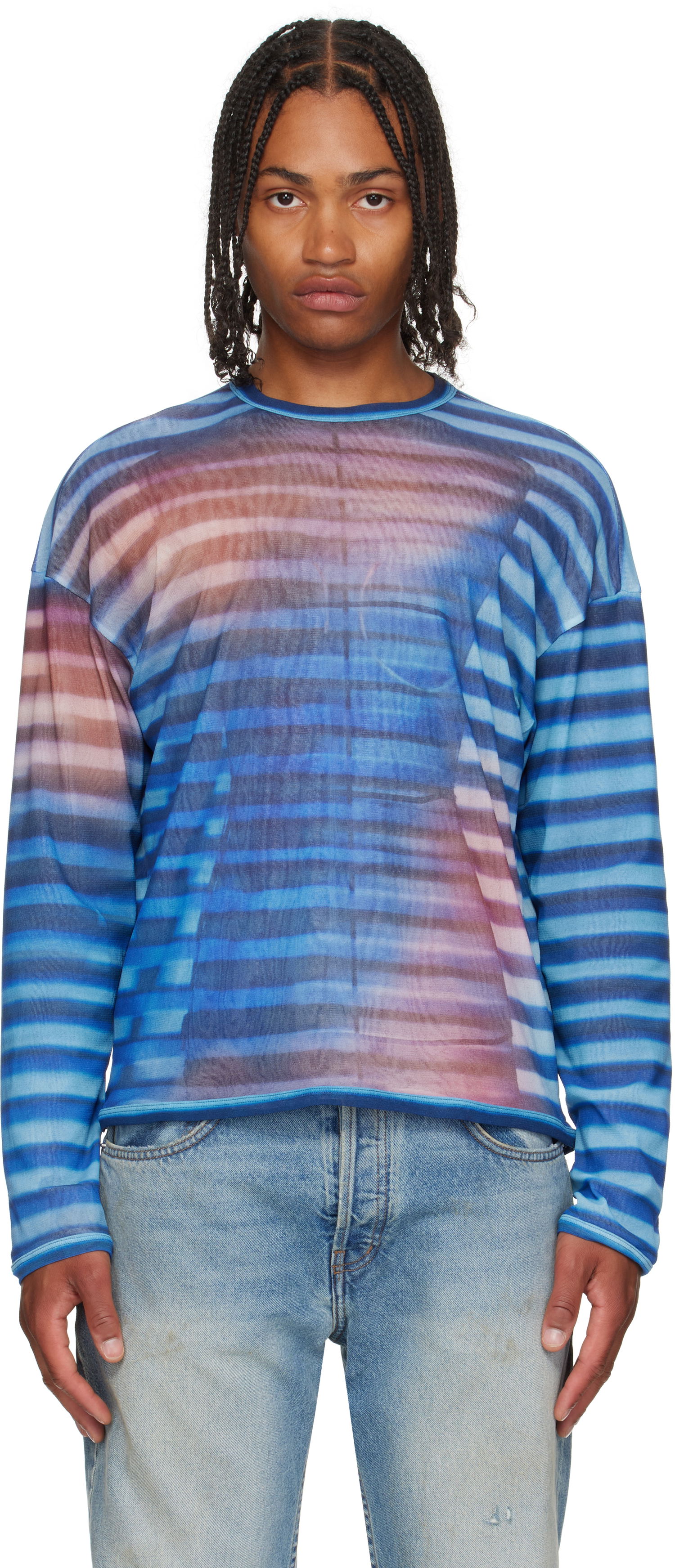 Tričko Jean Paul Gaultier Jean Paul Gaultier 'The Oversized Air' Long Sleeve Top Modrá | 25/03-W-TO317-M005P-565034, 0