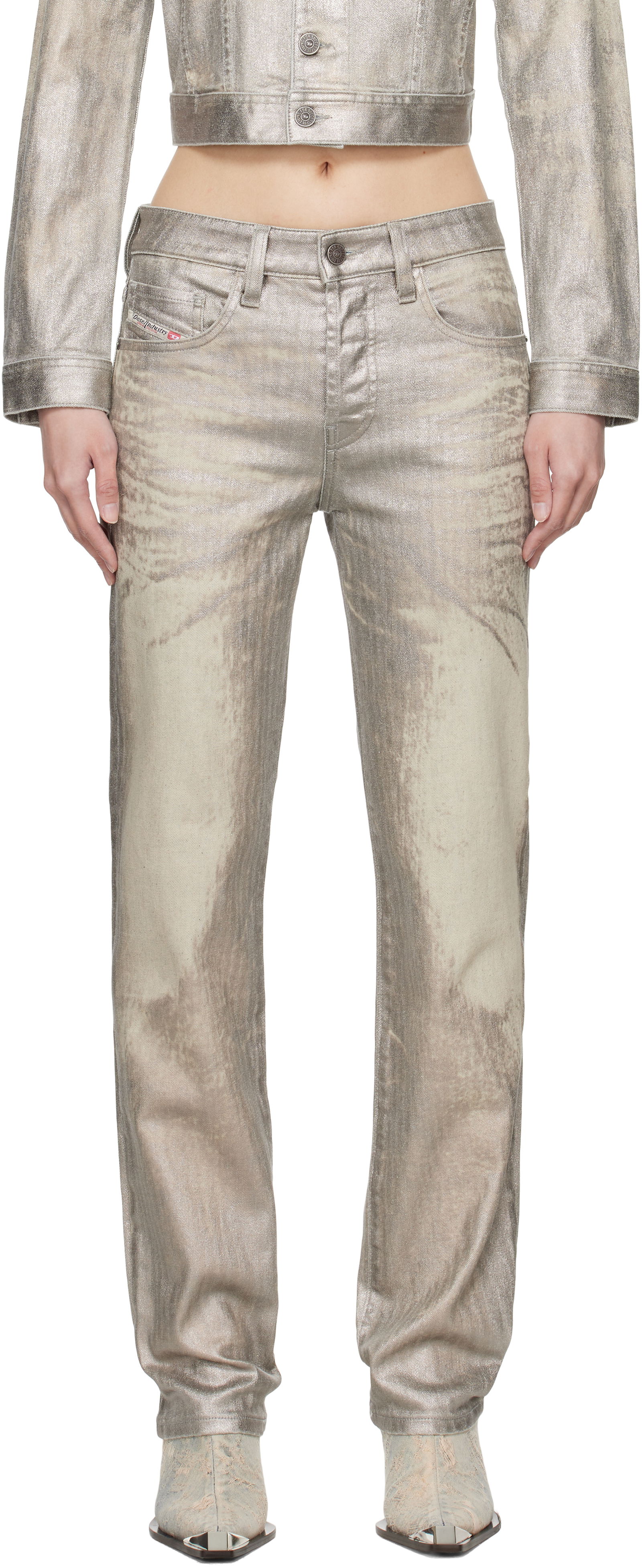 Metallic Straight Jeans