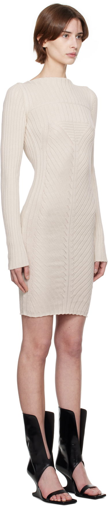 Šaty Rick Owens Rick Owens Hollywood Knit Mini Dress Béžová | RP01E7651 KEC, 1