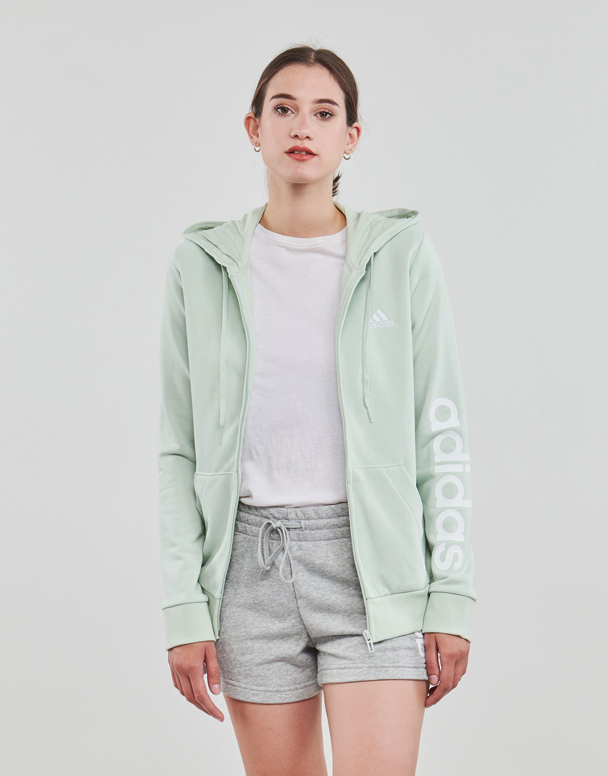 Mikina adidas Originals LOGO FULL-ZIP HOODIE Tyrkysová | HK9662, 1
