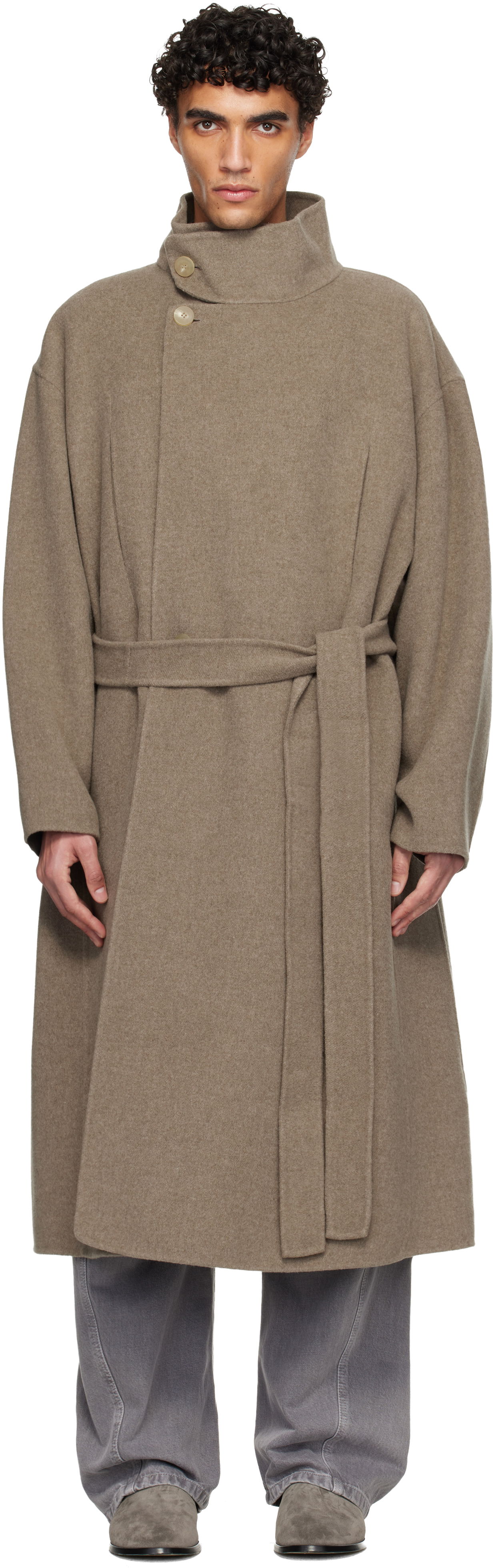 Kabáty Fear of God Wool Cashmere Highneck Wrap Coat Béžová | FG25FW64-642DWC-207, 0
