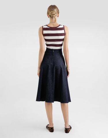 Sukňa Dolce & Gabbana Dolce & Gabbana Calf-Length Denim Circle Skirt with Logo Pin Navy | F4C7ODG8MR3S9001, 2