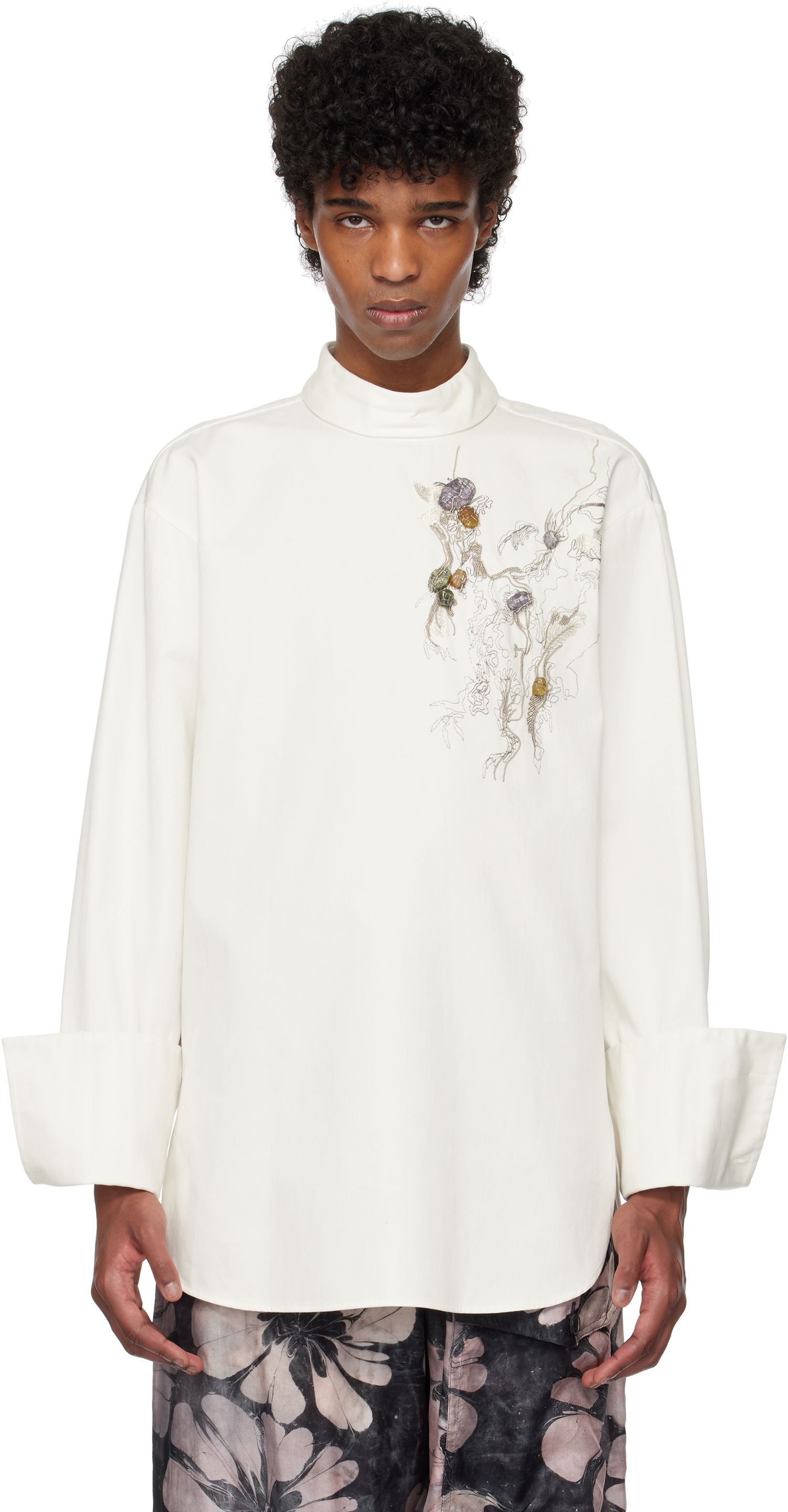 Košeľa Dries Van Noten Dries Van Noten Beaded Appliqué Shirt Biela | 251-020754-1473, 0