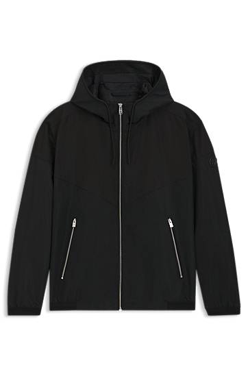 Bunda BOSS Water-Repellent Hooded Poplin Jacket Čierna | 50544135, 0