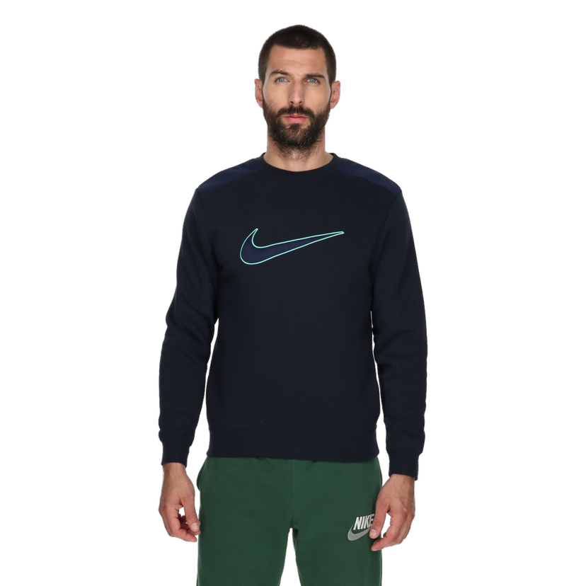 Mikina Nike Sportswear Crewneck Sweatshirt with Swoosh Navy | FN0245-475