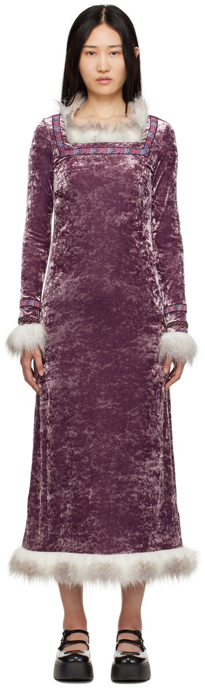 Šaty Anna Sui Anna Sui Princess Audrey Velvet Dress Fialová | 1123F74, 0
