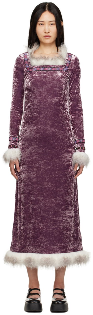 Šaty Anna Sui Anna Sui Princess Audrey Velvet Dress Fialová | 1123F74, 0