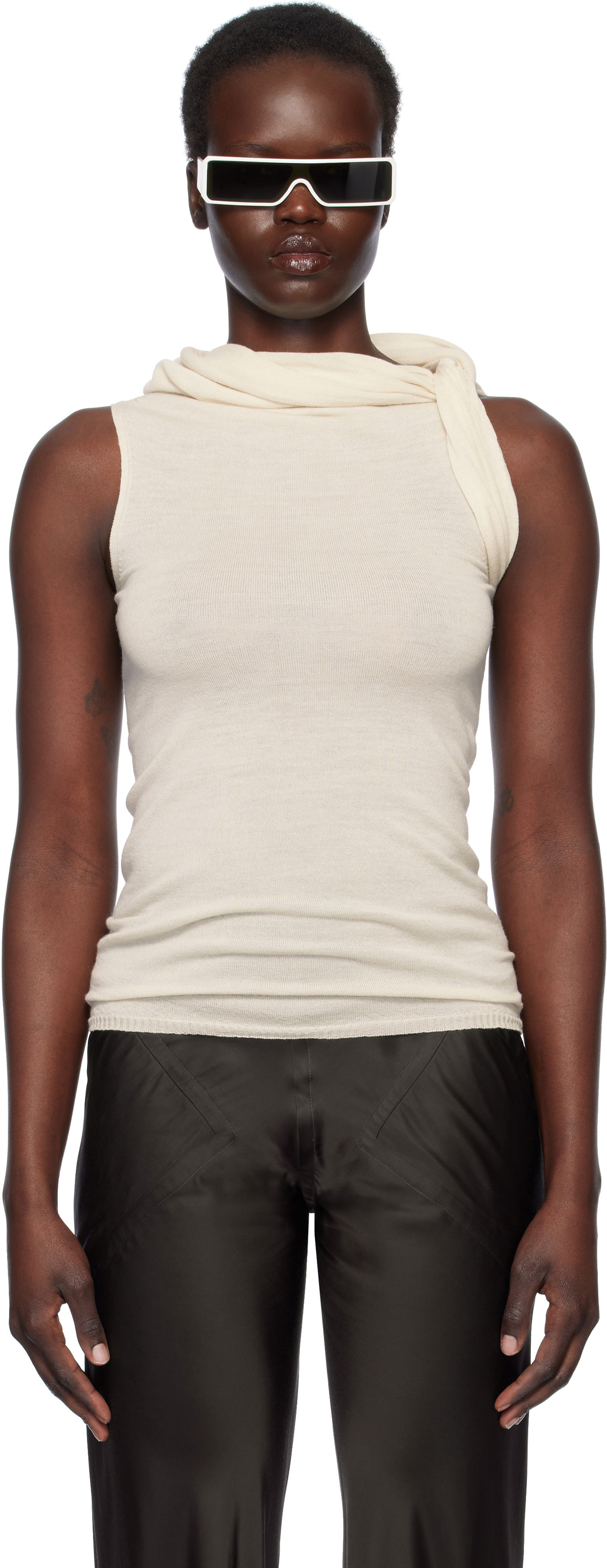 Tielko Rick Owens Rick Owens Hollywood Banded Tank Top Béžová | RP01E7666 M, 0