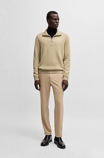 Sveter BOSS Softshell Trim Zip-Neck Sweater Béžová | 50531159, 1