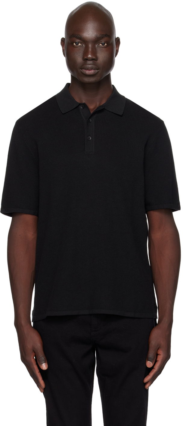 Polo tričko rag & bone Harvey Knit Polo Shirt Čierna | MBS22S018KI18, 0