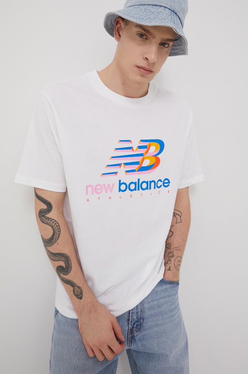Tričko New Balance Athletics Amplified Logo Tee Biela | MT21503WT, 0