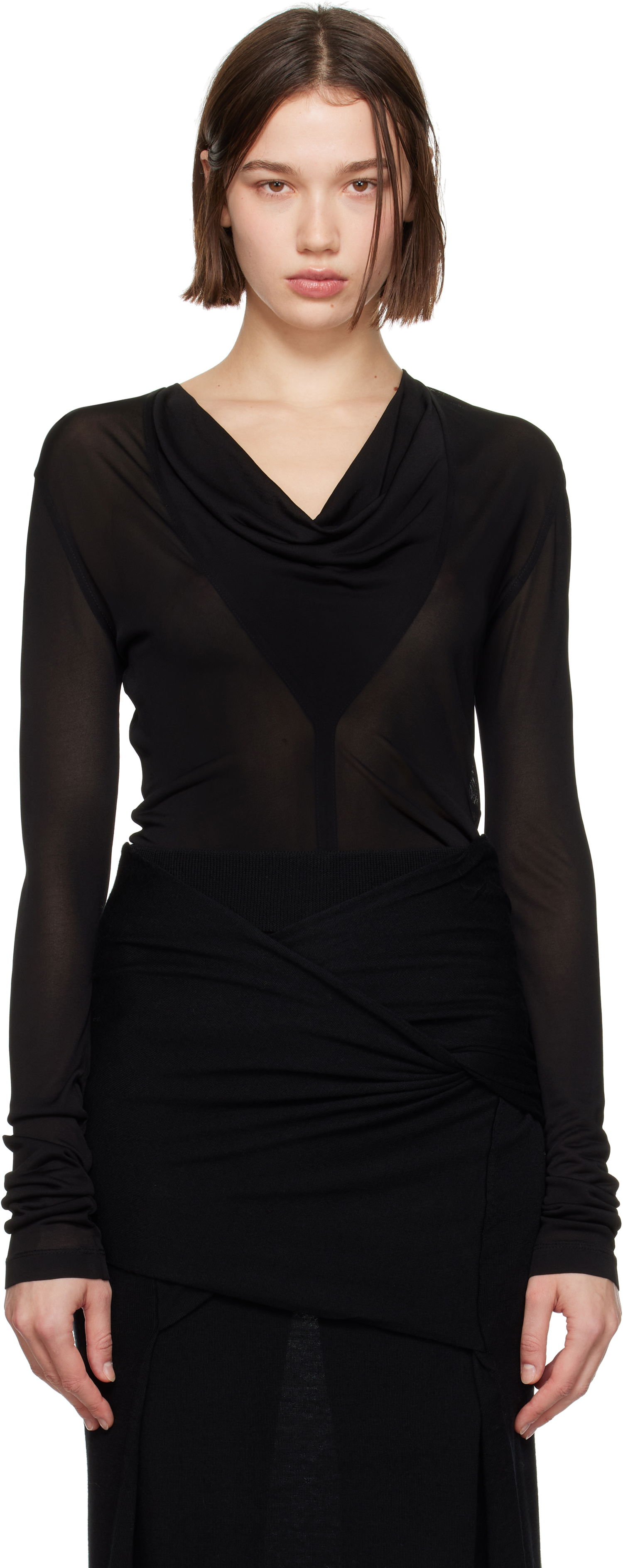 Body TOTEME TOTEME Draped V-Neck Top Čierna | 244-WRT0401-FB0266, 0