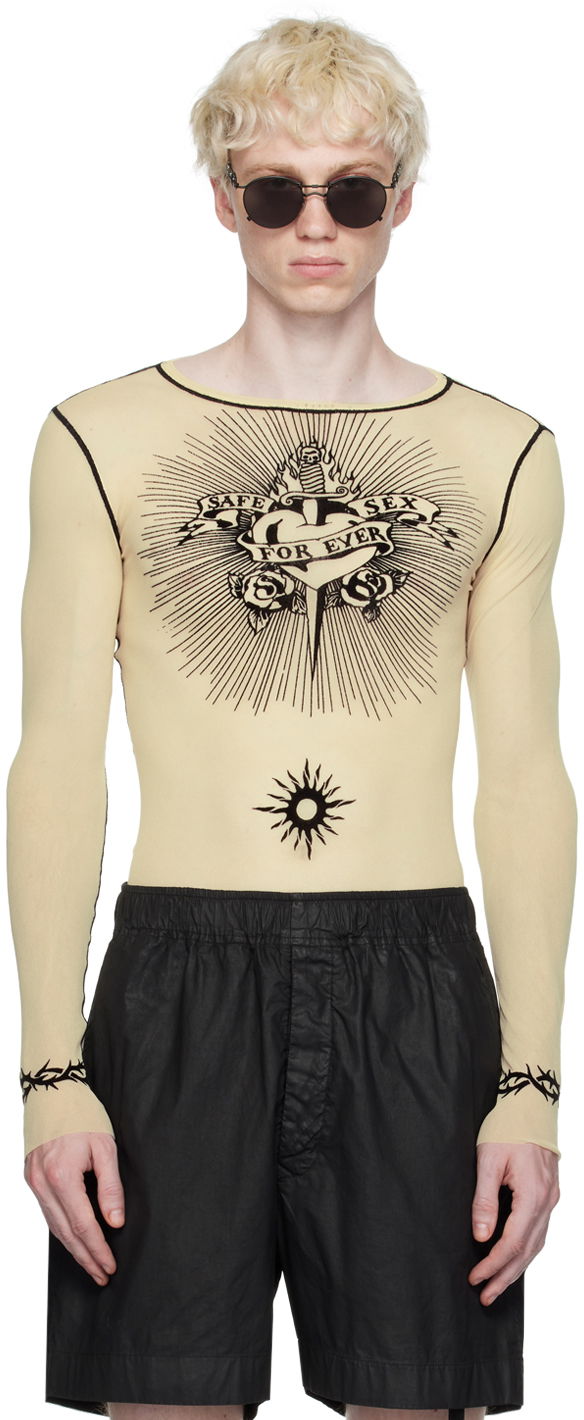 Body Jean Paul Gaultier Jean Paul Gaultier Long Sleeve Tattoo T-Shirt Béžová | 23/15-U-TO119IT001-63, 0