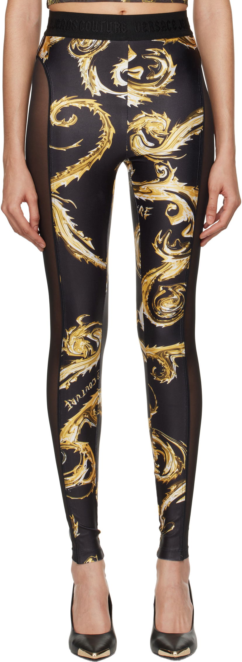 Legíny Versace Couture Mesh Paneled Leggings Čierna | E77HAC103_EJS360