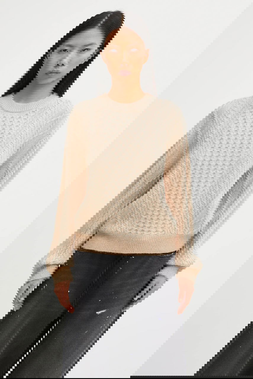 Sveter MAISON KITSUNÉ Alpaca Cable Knit Sweater Béžová | PW00804KT1153, 0