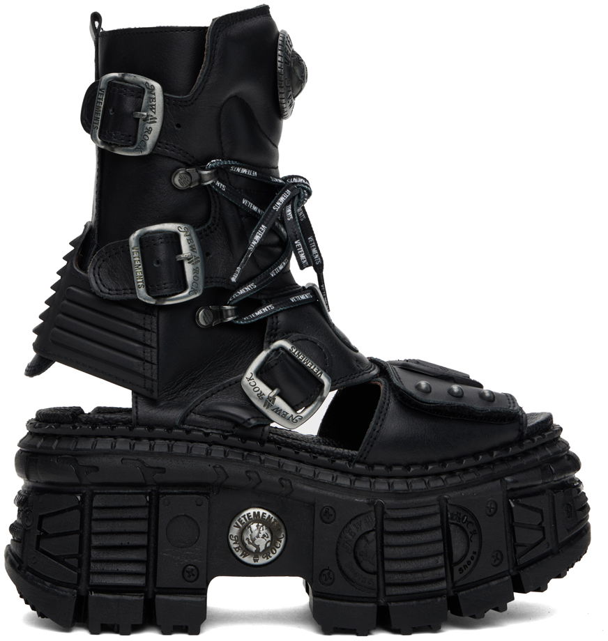 Oblečenie VETEMENTS VETEMENTS Black New Rock Edition Leather Boots Čierna | UE64BO130B, 0