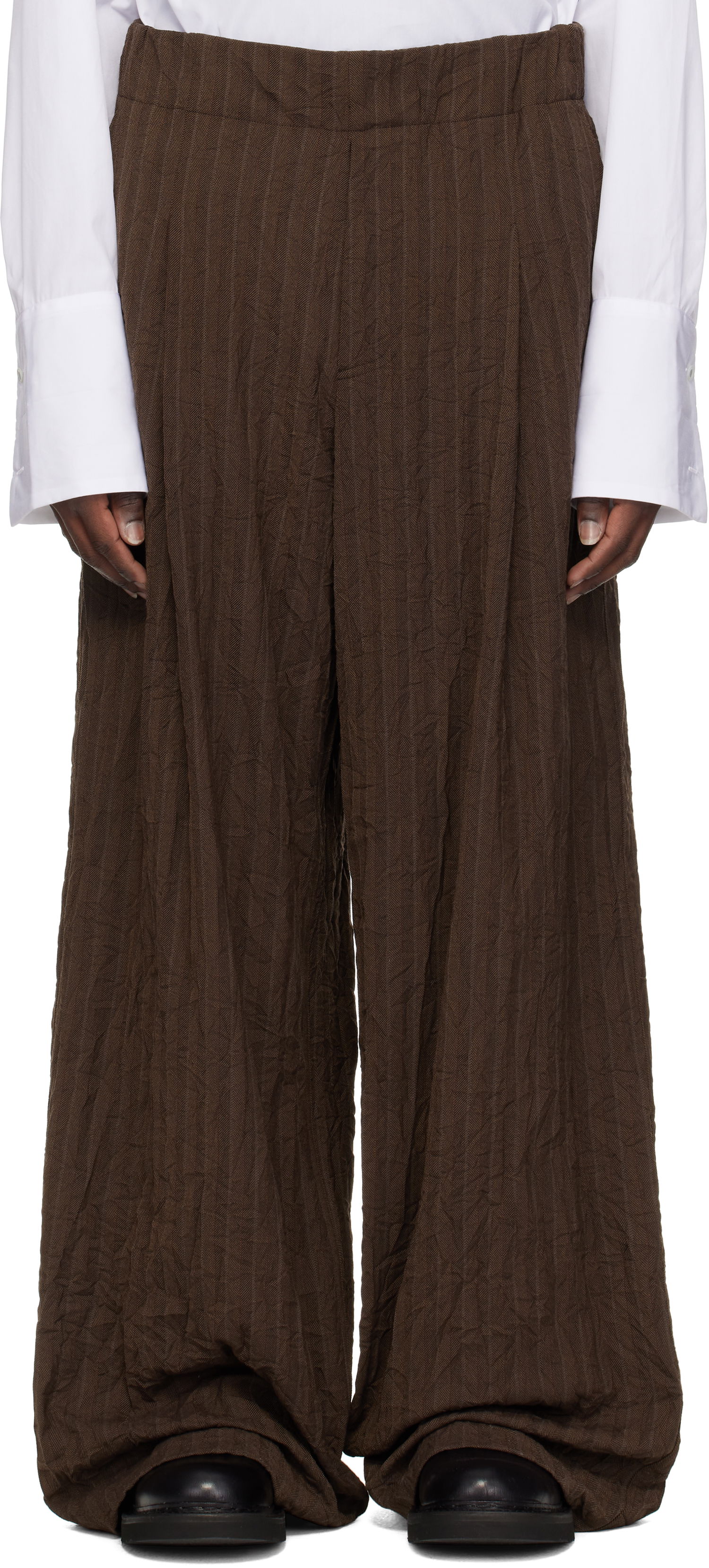 Nohavice Dries Van Noten Dries Van Noten Pleated Wide-Leg Trousers Hnedá | 251-020907-1504, 0