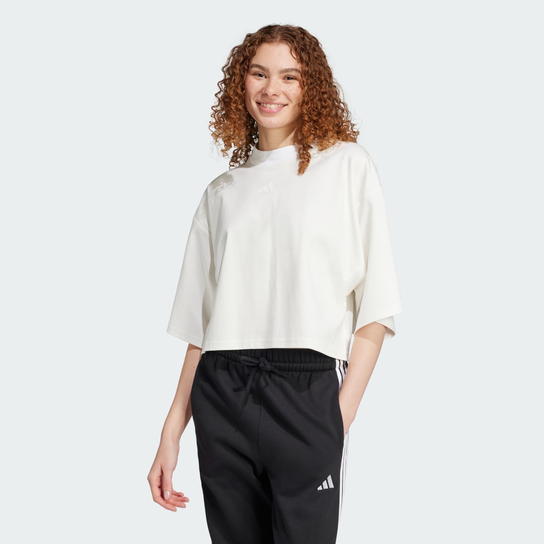 Crop Top adidas Performance City Escape Loose Cropped T-Shirt Biela | JF3404, 0