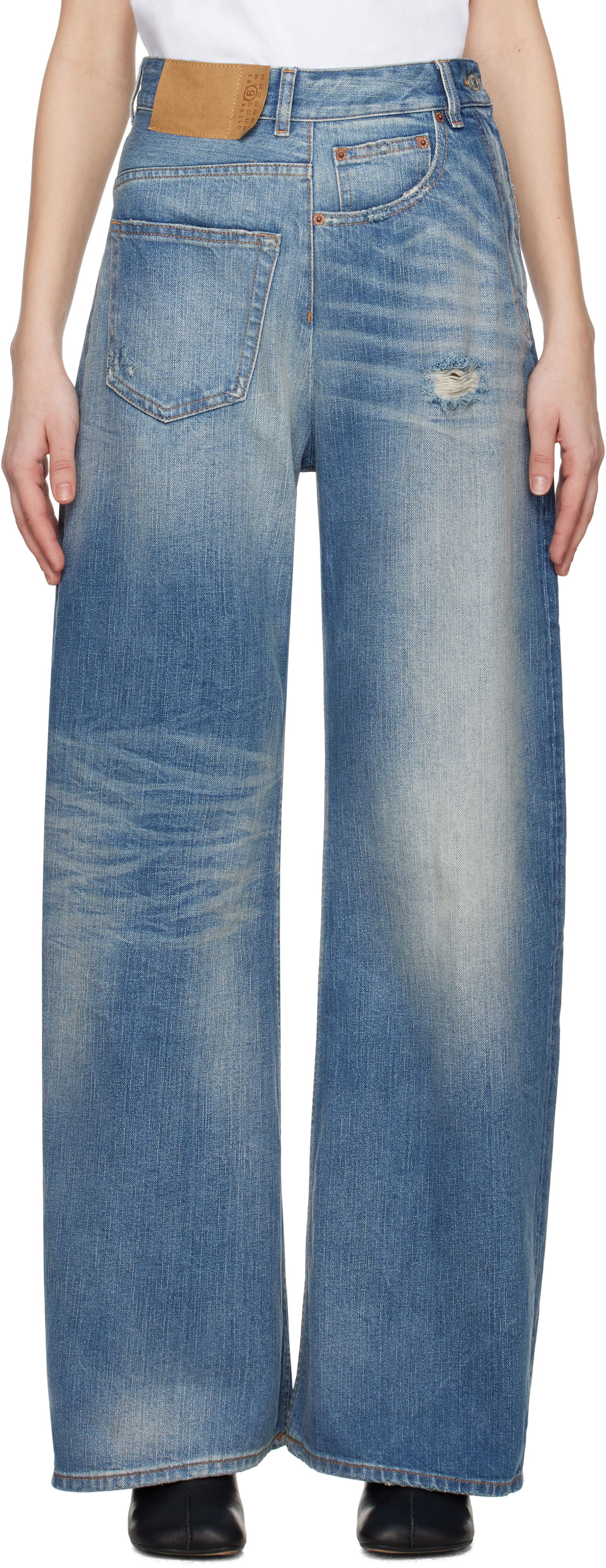 Džínsy Maison Margiela MM6 Maison Margiela Twist Wide Leg Jeans Modrá | S52LA0243 M30016, 0