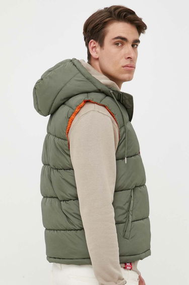 Vesta Alpha Industries Hooded Puffer Vest Zelené | 118110-01, 2