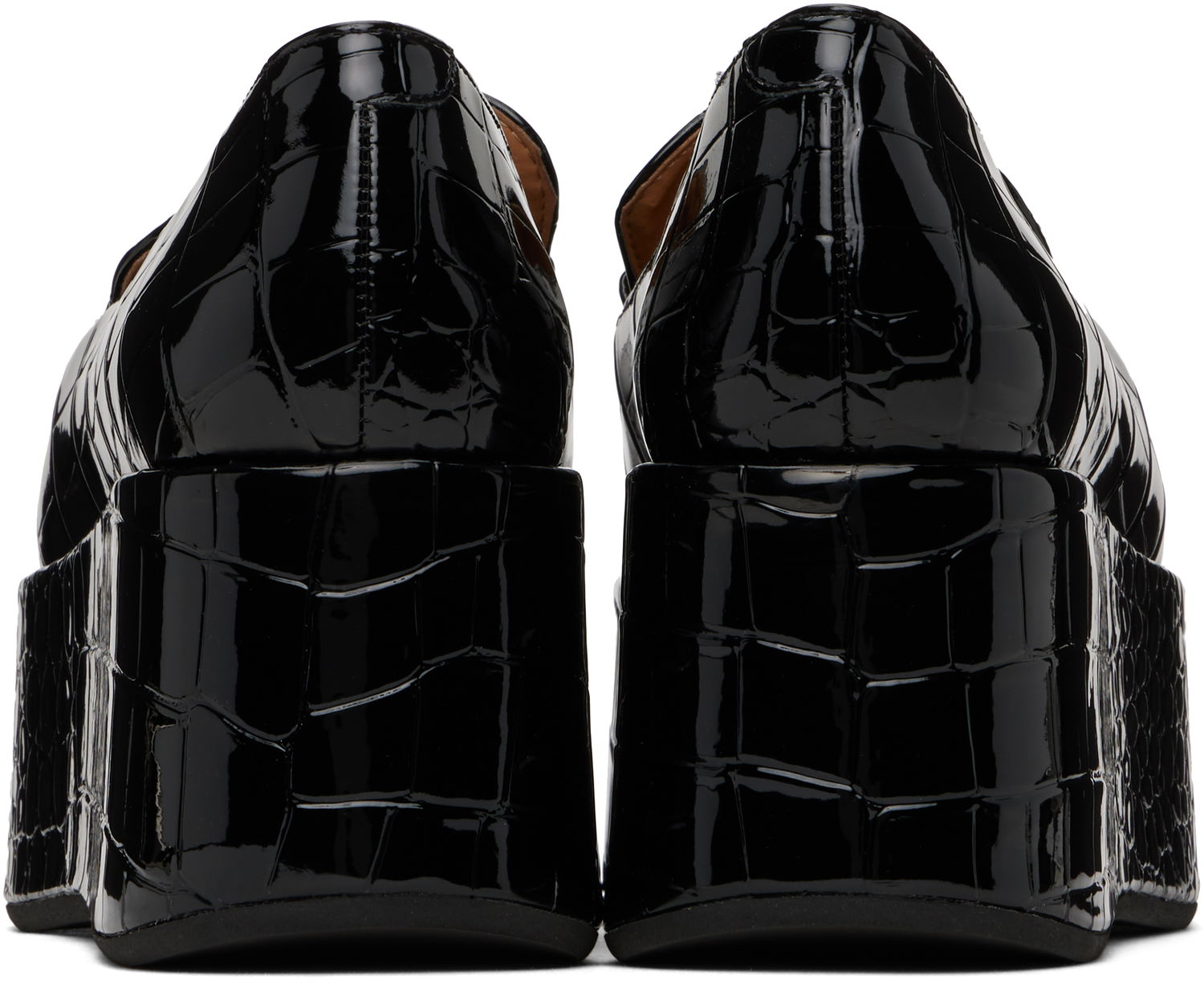 Starostlivosť o obuv GANNI GANNI Croco Butterfly Chain Platform Loafers Čierna | S2834, 1