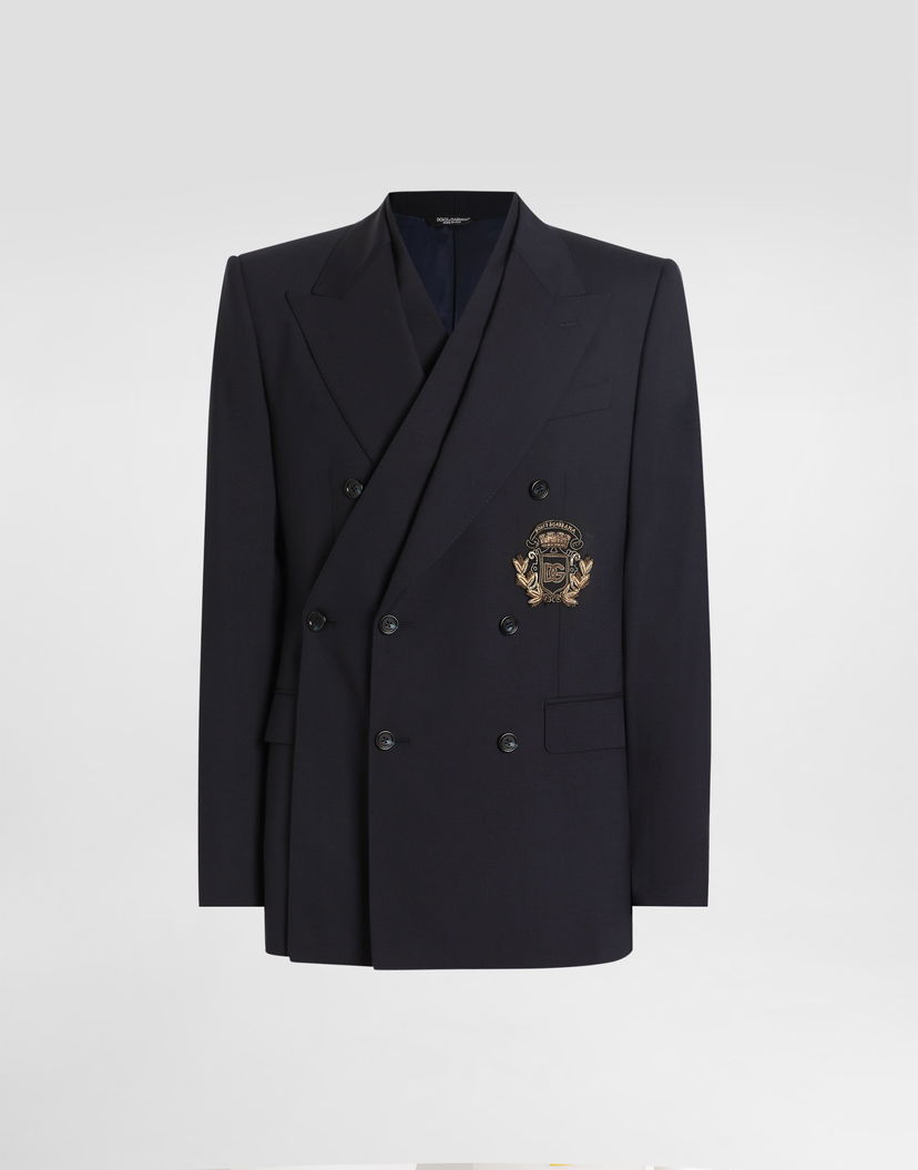 Bunda Dolce & Gabbana Dolce & Gabbana Double-breasted Sicilia Wool Canvas Jacket Navy | G2VE2ZFUBF2B0665