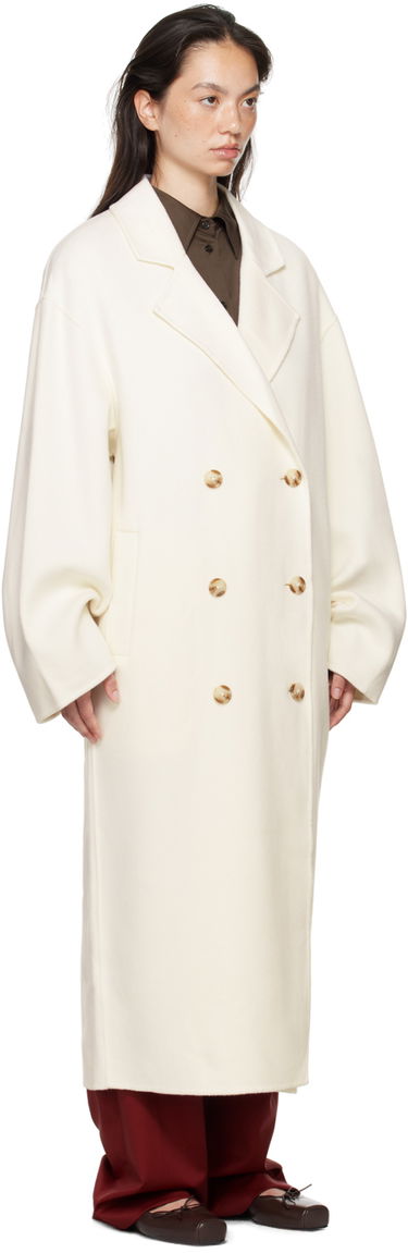 Kabáty Loulou de Saison Loulou de Saison Borneo Double-Breasted Long Coat Biela | BORNEO, 1