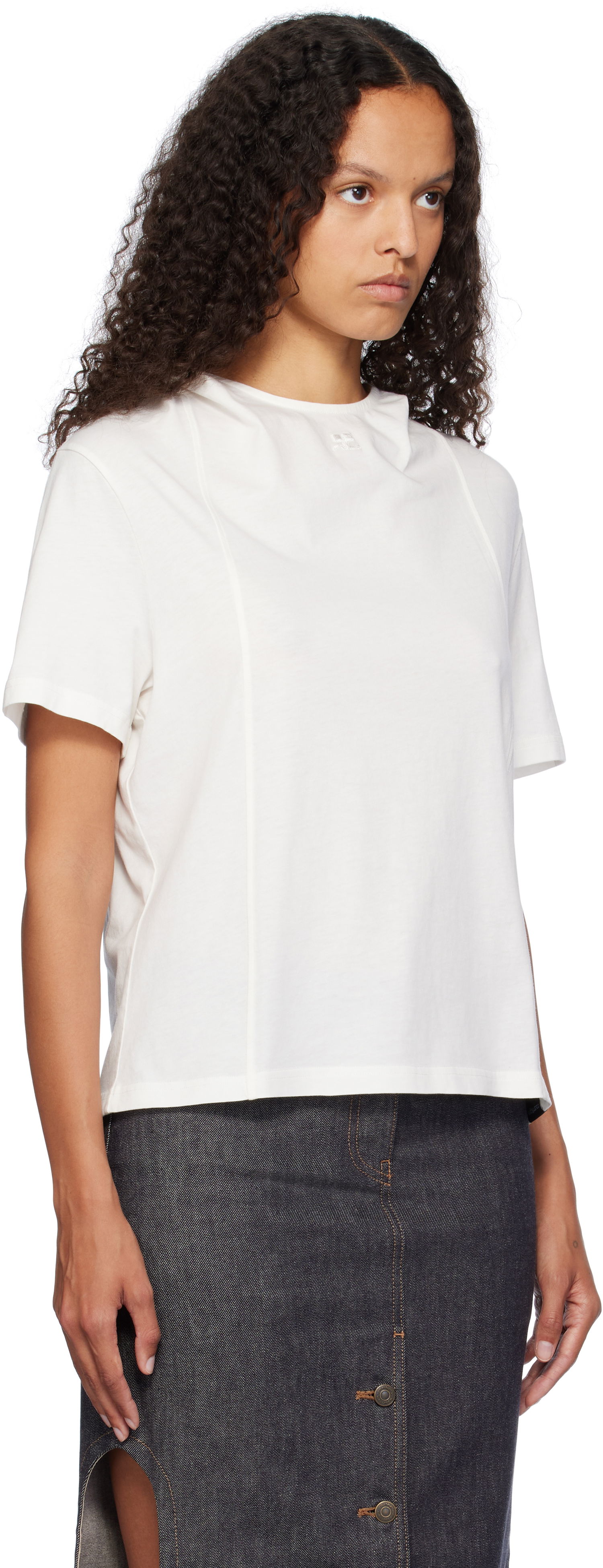 Tričko Courrèges Short Sleeve Cropped T-Shirt Biela | 424JTS159JS0175, 1