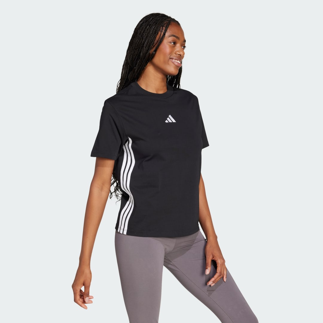 Tričko adidas Performance Cotton T-Shirt With 3 Stripes Čierna | JD0846, 1