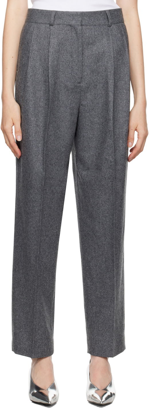 Nohavice TOTEME Double-Pleated Tailored Trousers Šedá | 244-WRB847-FB0024, 0