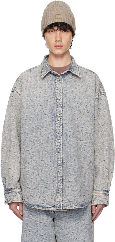 Košeľa Acne Studios Acne Studios Jacquard Logo Denim Shirt Modrá | CB0104-, 0