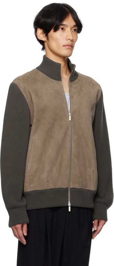 Bunda FERRAGAMO Ferragamo Suede and Knit Panel Jacket Šedá | 785964, 1