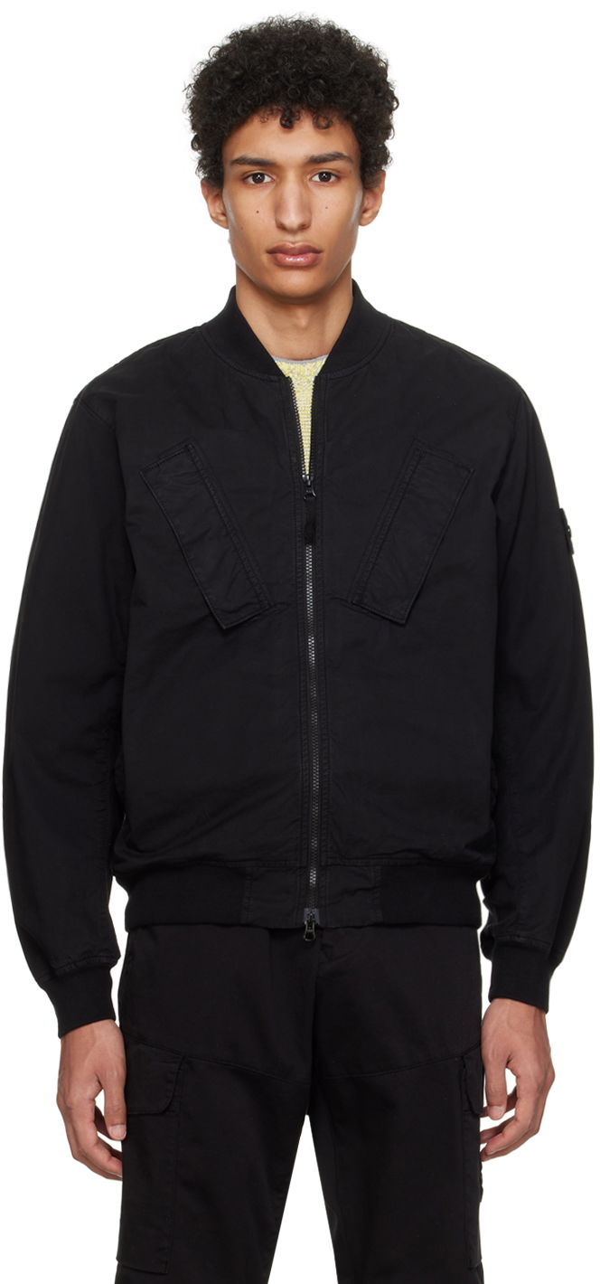 Bomber bunda Stone Island Garment-Dyed Bomber Jacket Čierna | 801542510, 0
